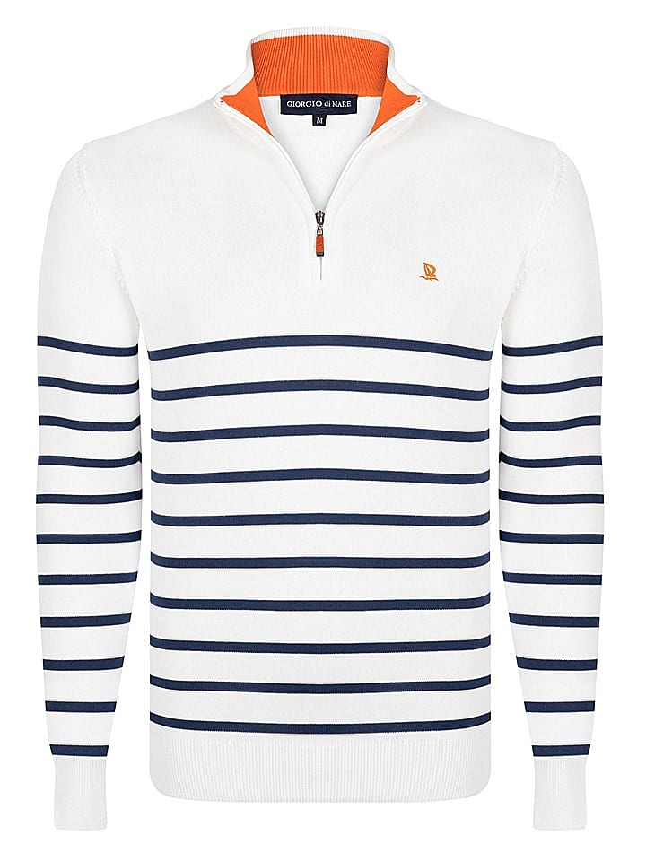 GIORGIO DI MARE Pullover in Weiß/ Blau günstig kaufen 2XL