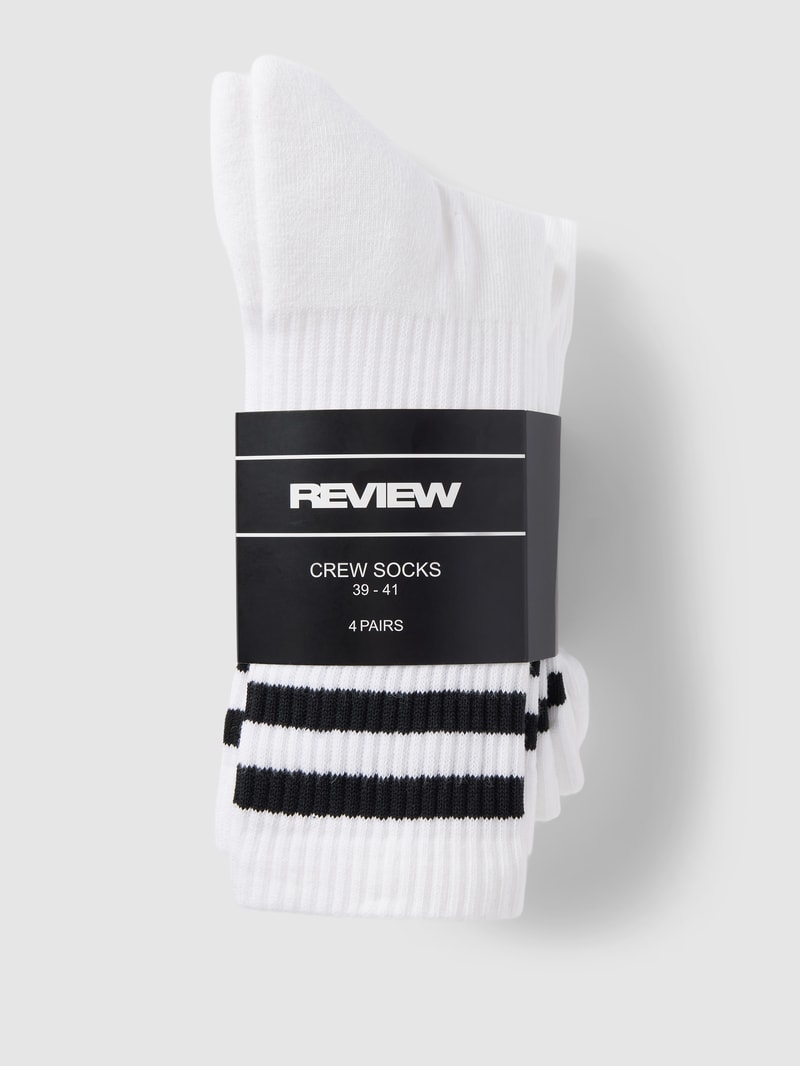 Socken mit Kontraststreifen im 4er-Pack in weiß