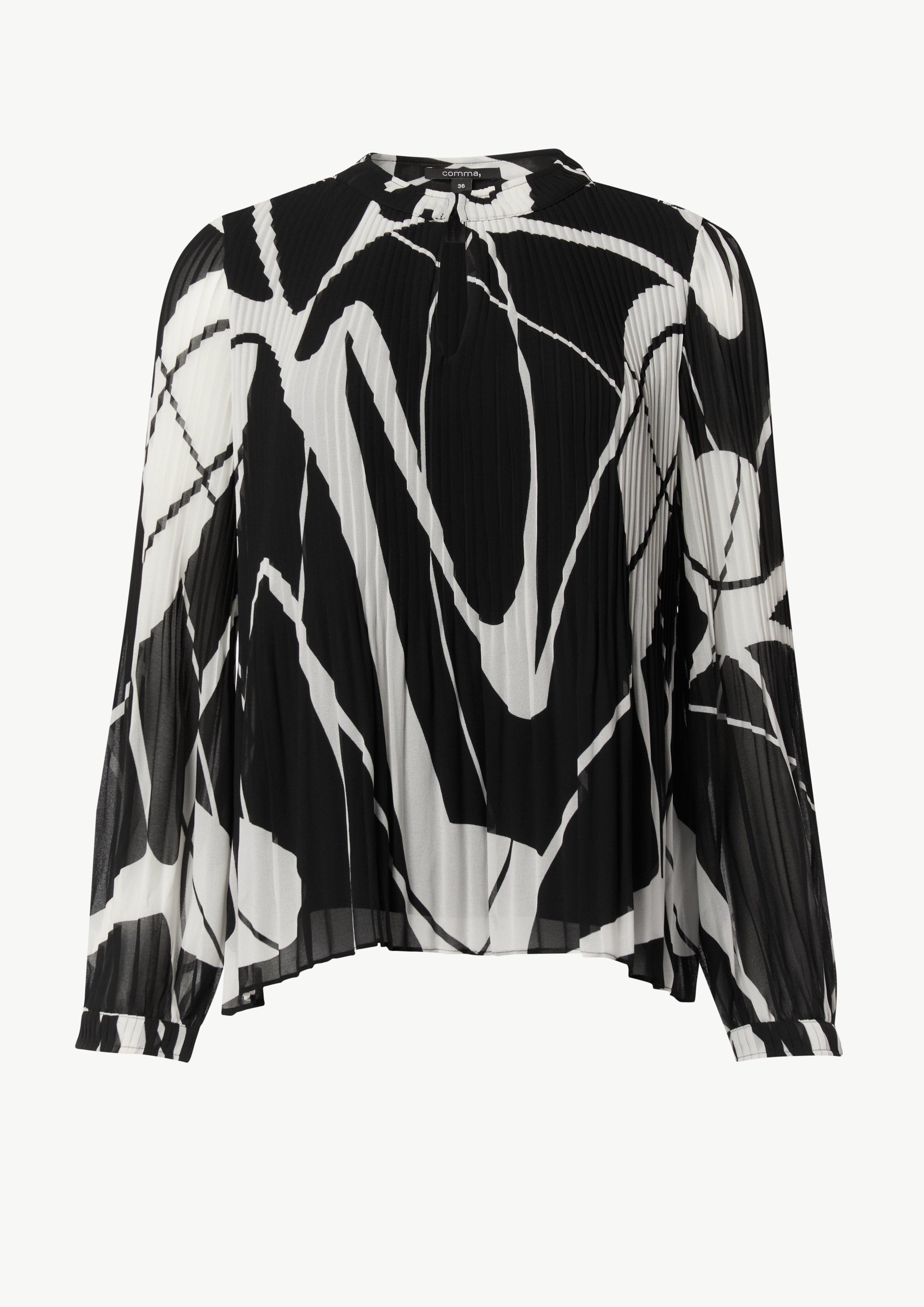 Bluse mit Plisseefalten - schwarz
