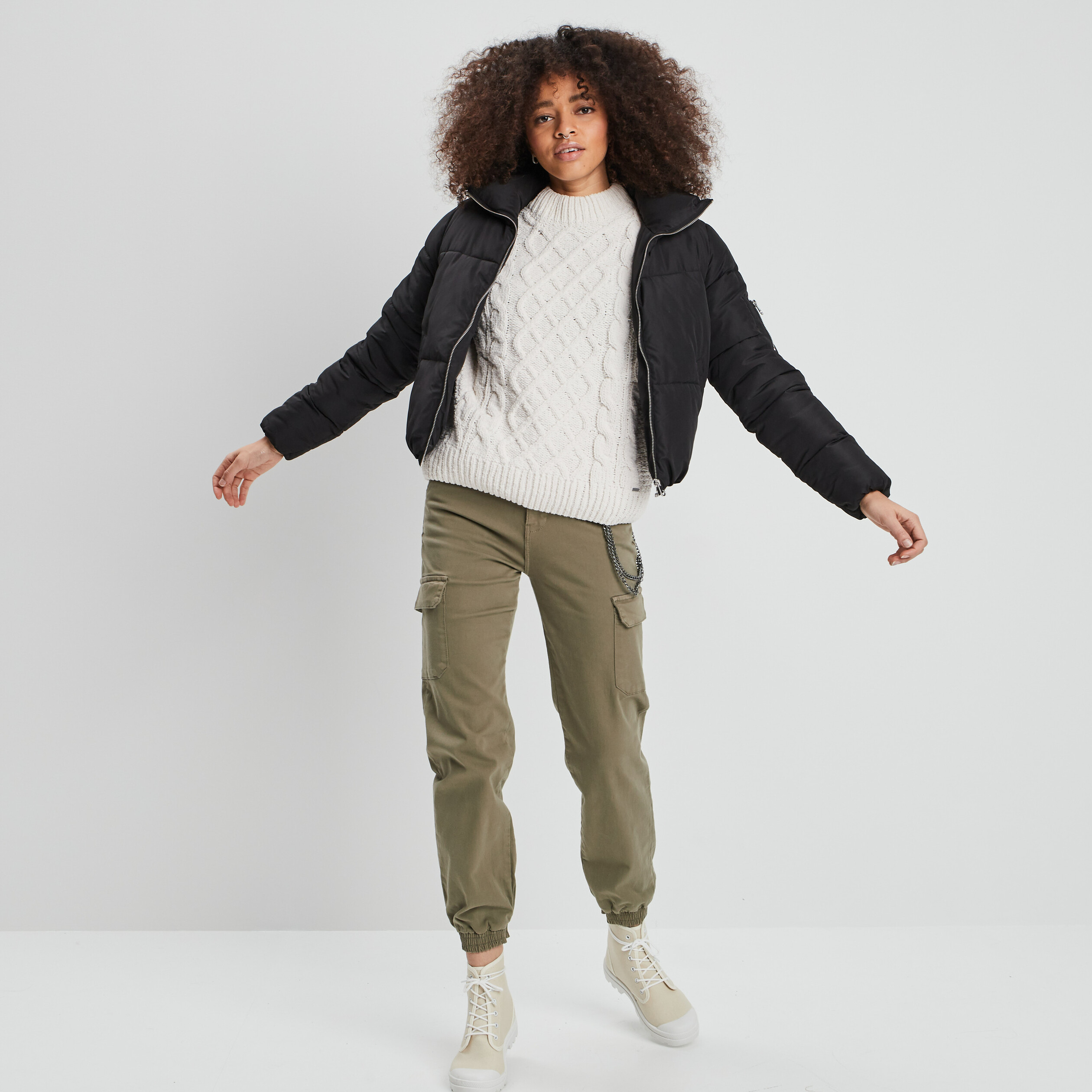 Pull avec torsades ivoire femme | La Halle