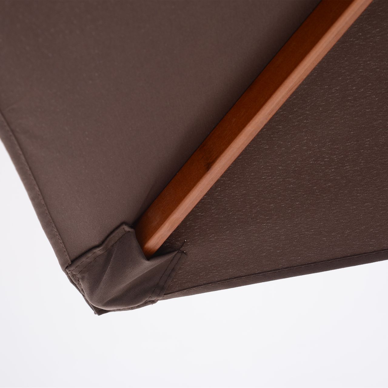 Outsunny Sonnenschirm Knickbarer Gartenschirm Strandschirm 3-stufig einstellbar Tannenholz Polyester Kaffee 200 x 150 x 230 cm