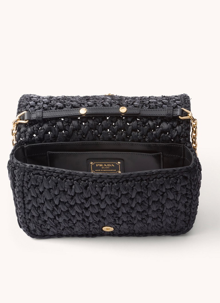 Sac bandoulière Prada en raphia avec logo
