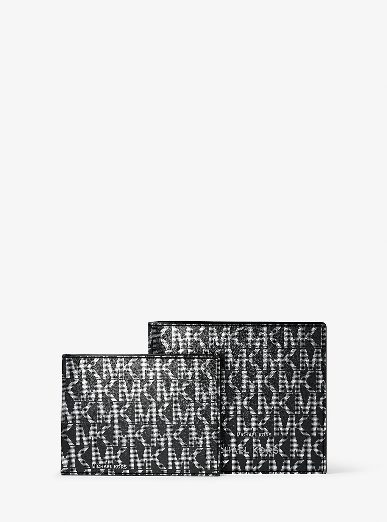 Hudson Metallic Signature Logo Billfold Wallet With Passcase - BLACK