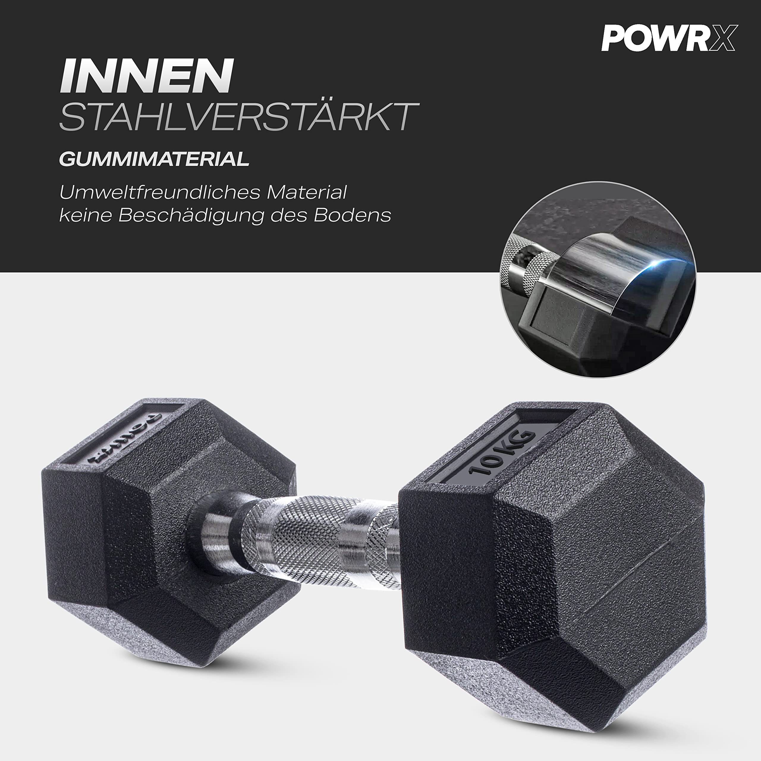 POWRX Kurzhantel Hexagon Kurzhanteln 2 x 2 kg Set gummiert, 2 X 2 Kg