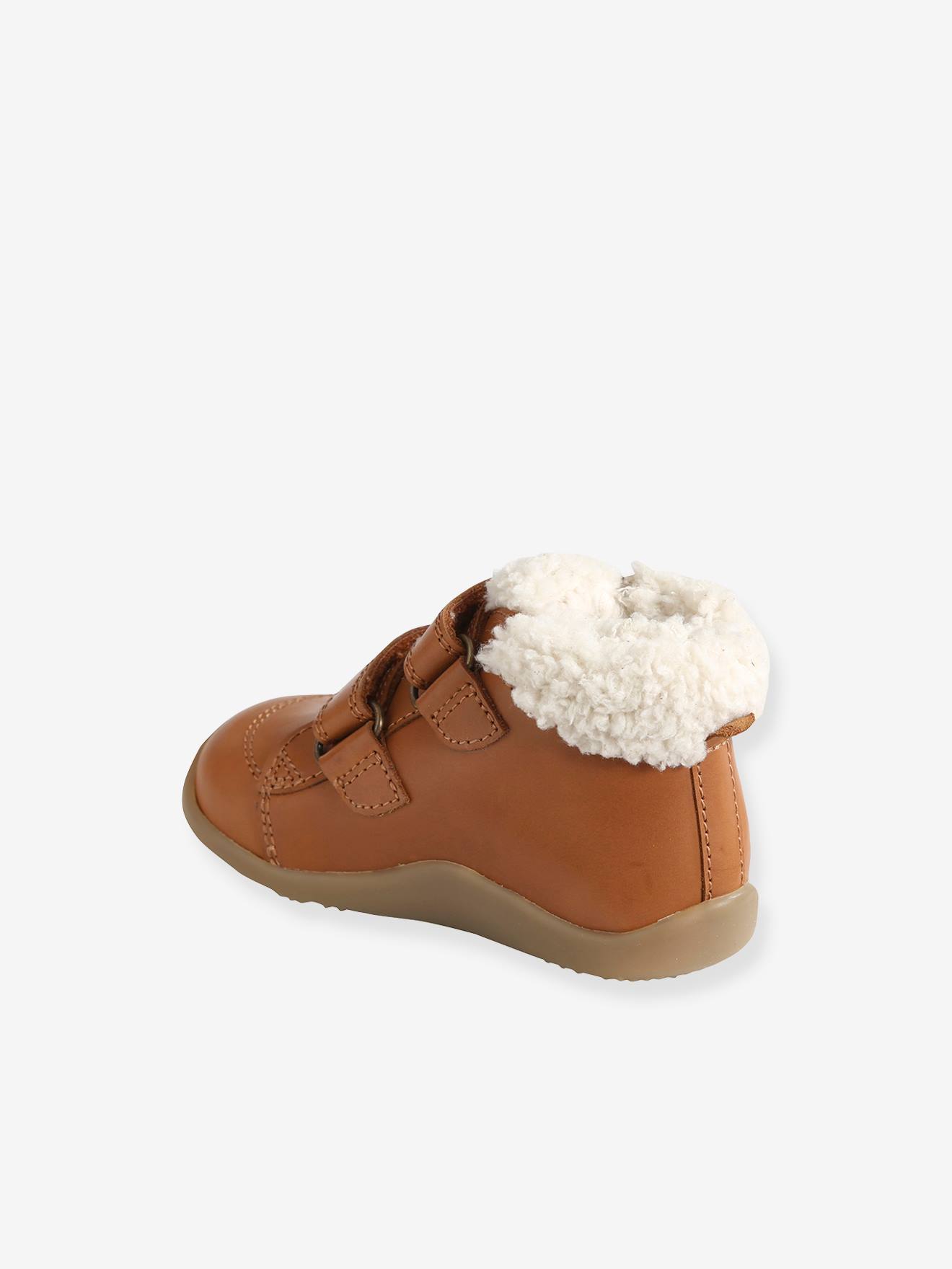 Bottines fourrées bébé garçon premiers pas cognac