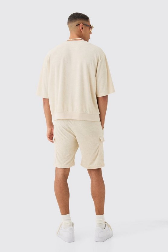Kurzärmliges kastiges Oversize Frottee Sweatshirt