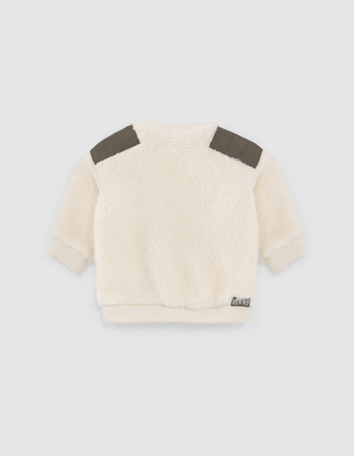 Sweat beige Sherpa avec nylon kaki épaules bébé garçon