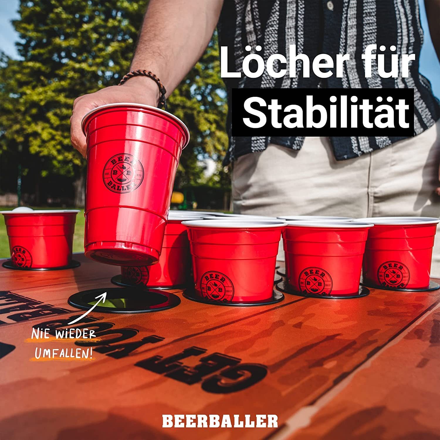 DOTMALL Tischsitz Folding Bier Pong Tabelle 240x60x55 cm MDF und Aluminium