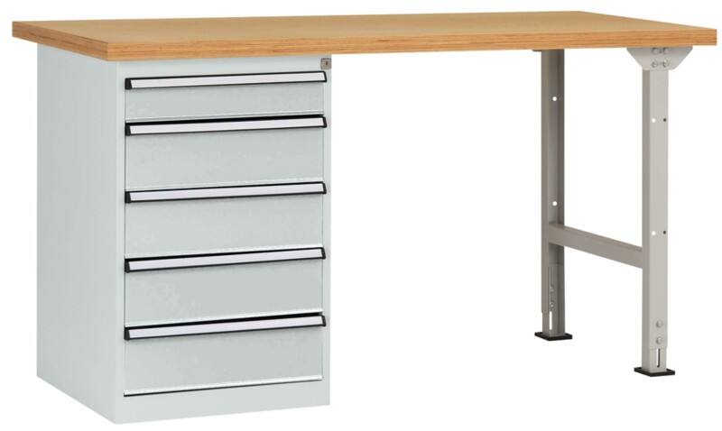 Manuflex Werkbanksystem Combi Modell 4 Multiplex, Stahl  Lichtgrau 2.000 x 700 x 840 mm