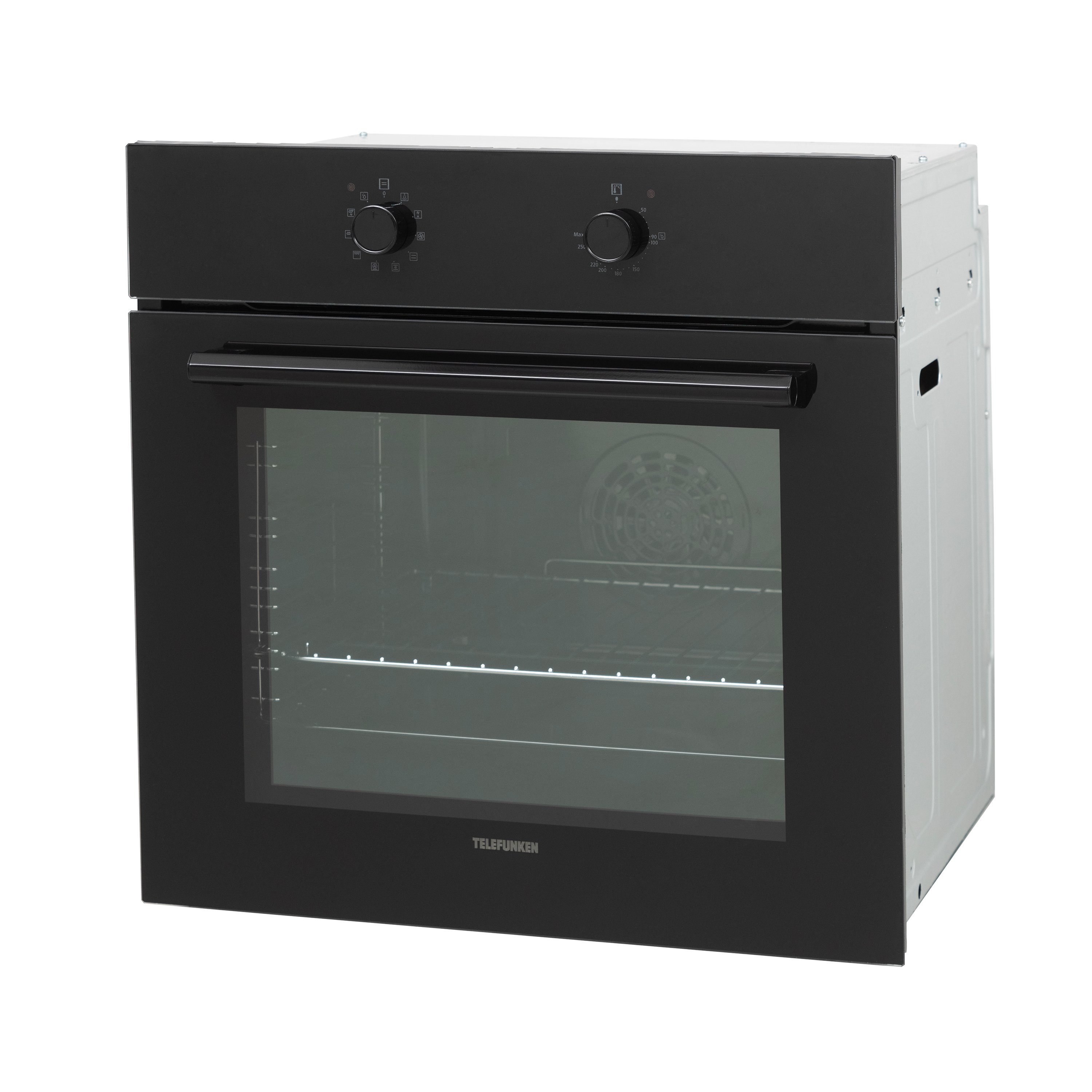 Telefunken Einbaubackofen ECB65A-B, VapClean, 65 Liter, 10 Funktionen, Autark, Dampfreinigung, 60 cm, Edelstahl