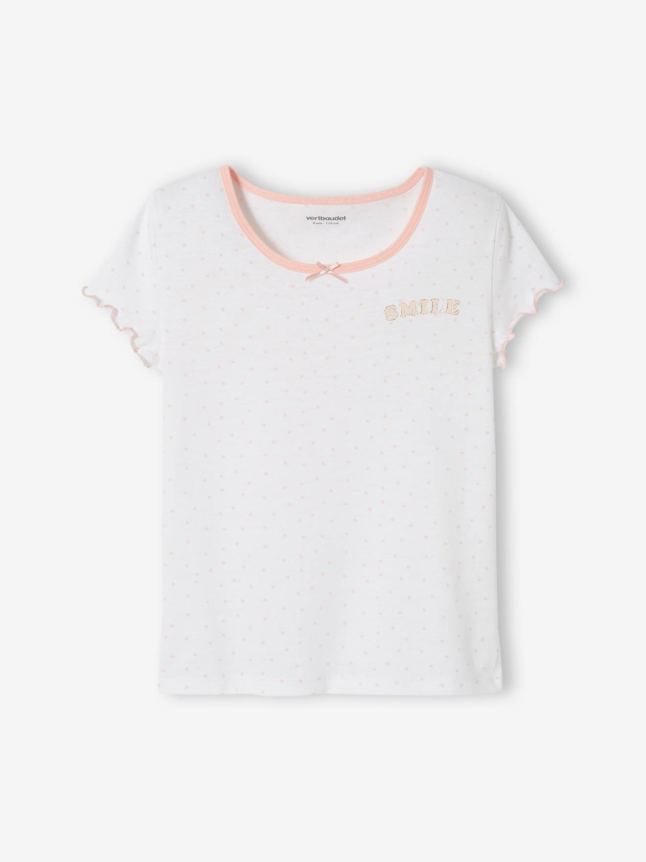 Lot de 2 T-shirts manches courtes volantées fille lot ivoire