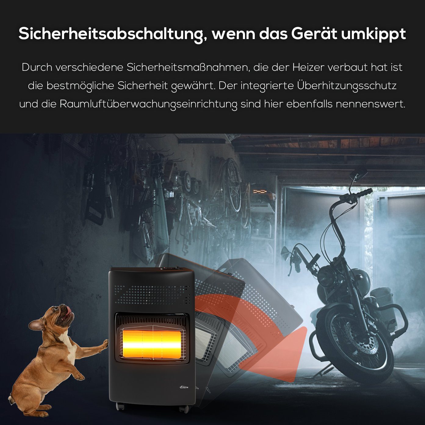 TroniTechnik Heizgerät Infrarot- Heizgerät HB-015 Gasheizer,Piezo-Zündung,4200 Watt,I3B/P(50), 4200 W, Überhitzungsschutz, drei Leistungsstufen:1500/2800/4200 Watt Edelstahl