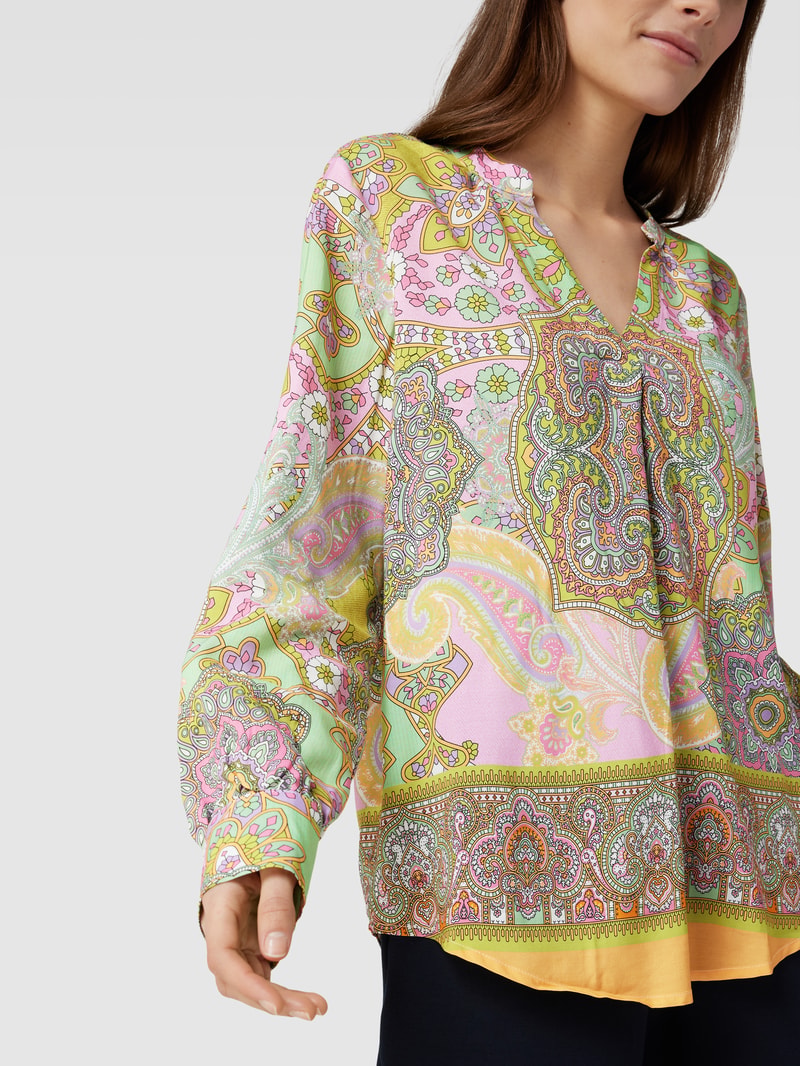 Bluse mit Tunikakragen Modell 'Anneliese' in rosa