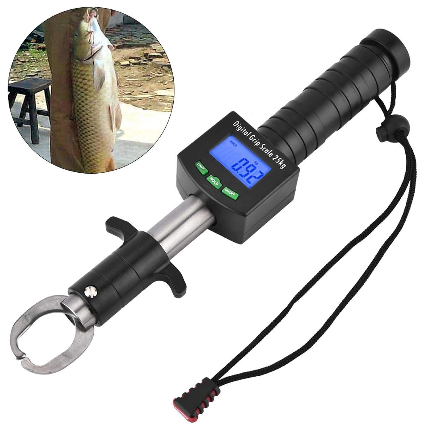 ASLENY Fischwaage Digitale Fischwaage mit Maßband, Tragkraft 25 kg / 55 lb, (1-tlg), Anzeige für: kg, lb und oz