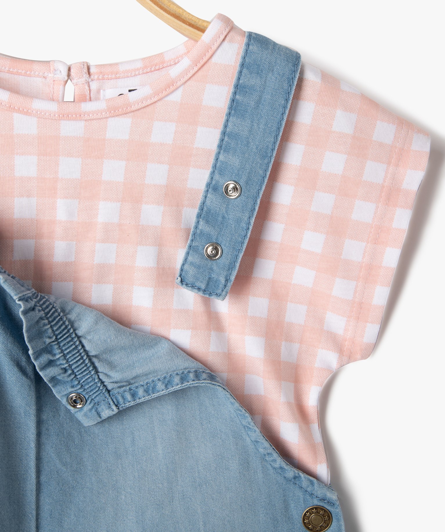 Ensemble bébé fille 2 pièces : salopette courte + tee-shi... denim | GEMO