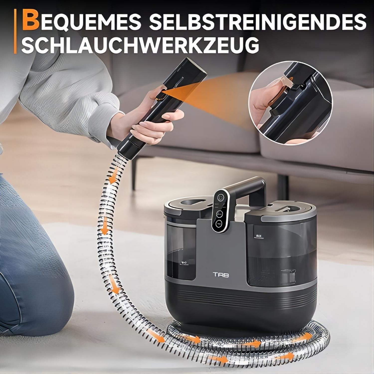 TAB Staub-Wasch-Sauger Teppichreinigungsgerät, Wasch-Sauger für Teppiche,Polster,Autos, 1200,00 W, mit Schlauch