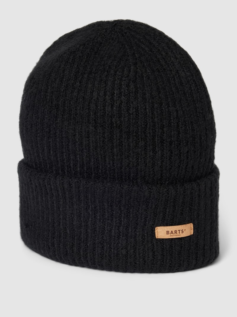 Beanie mit Label-Detail Modell 'Witzia' in schwarz