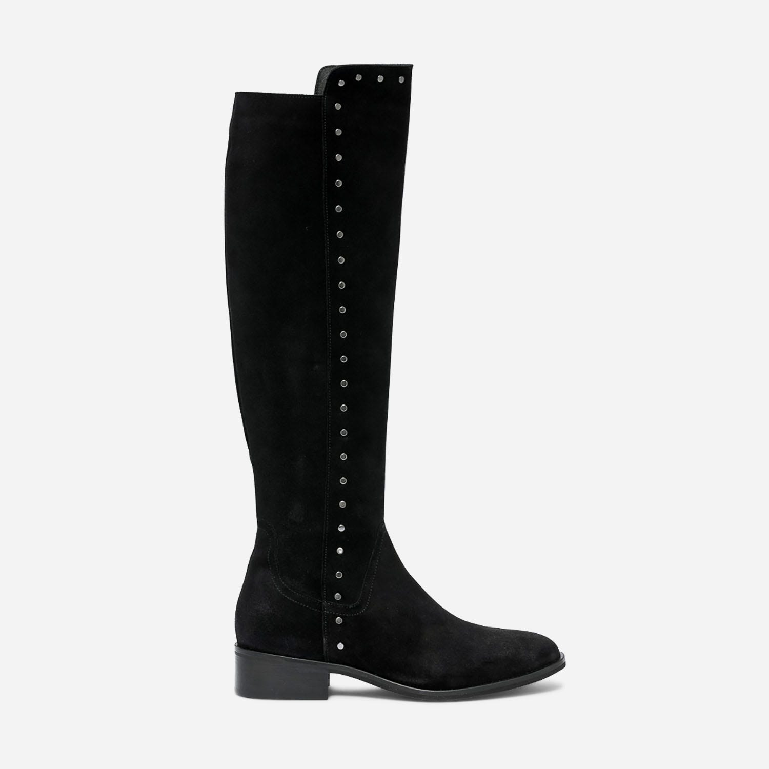 Cuissarde TEXTO noire en cuir velours clouté