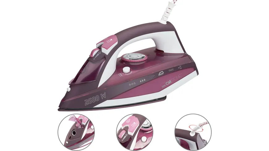 CLATRONIC DB 3705 Dampfbügeleisen Keramiksohle 2600W weiß-rot