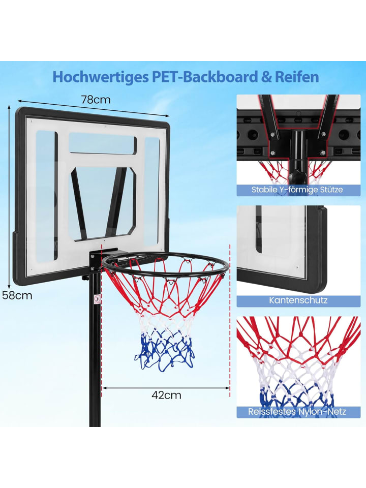 COSTWAY Basketballständer 172-305cm in Schwarz günstig kaufen onesize