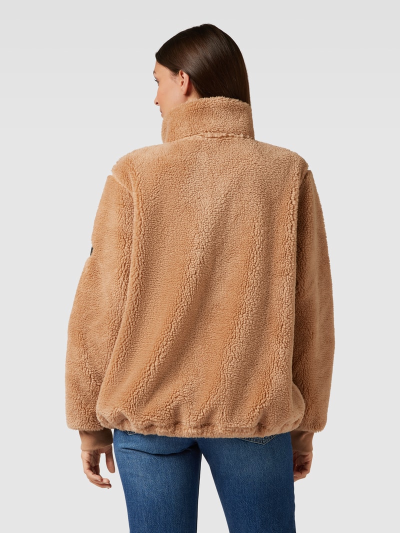 Fleecepullover mit Stehkragen und Reißverschluss in beige