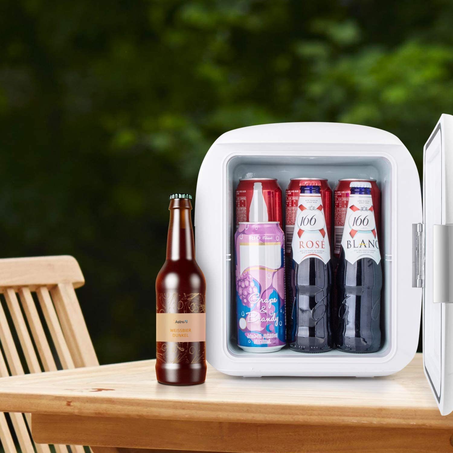 JUNG Getränkekühlschrank ohne Gefrierfach, 9L, für Unterwegs & Zuhause, Getränke & Kosmetik ASTROal, Mini Kühlschrank, Minikühlschrank leise, Kühlschrank klein