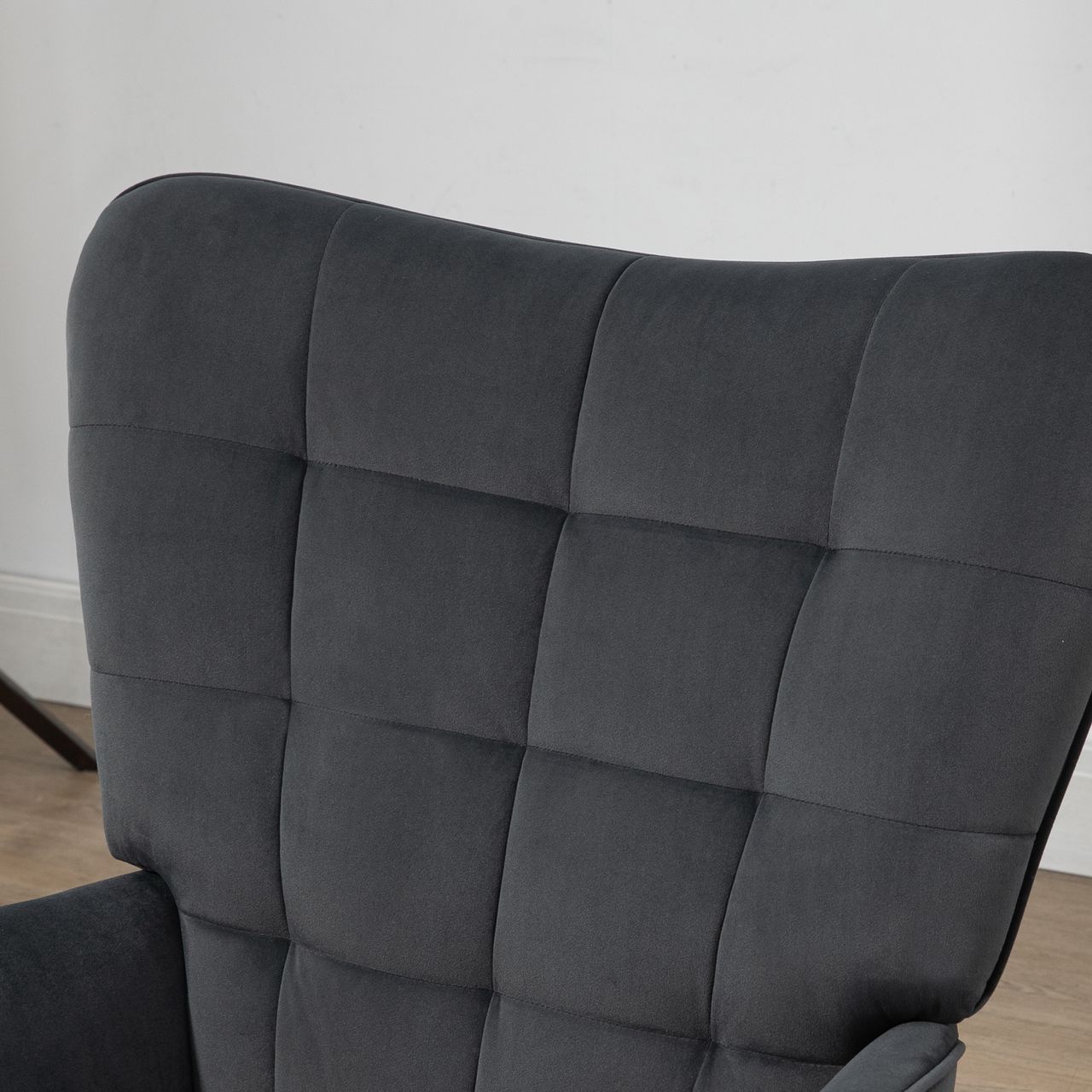 HOMCOM Ohrensessel mit Hocker, Relaxsessel, Loungesessel mit Samtoptik