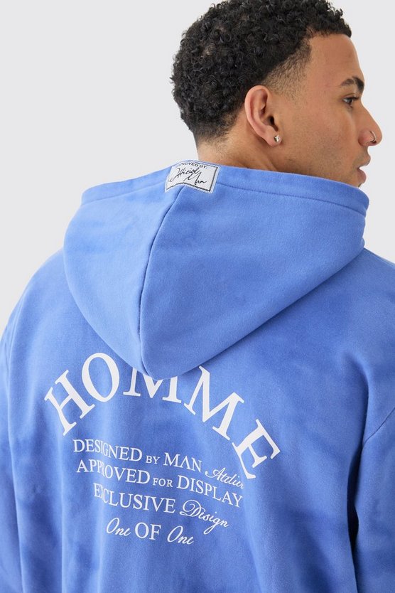 Oversize Hoodie mit Farbspritzern und Reißverschluss