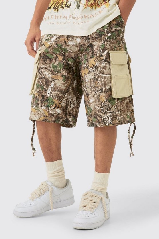 Camouflage Jorts mit Kontrast-Einsatz