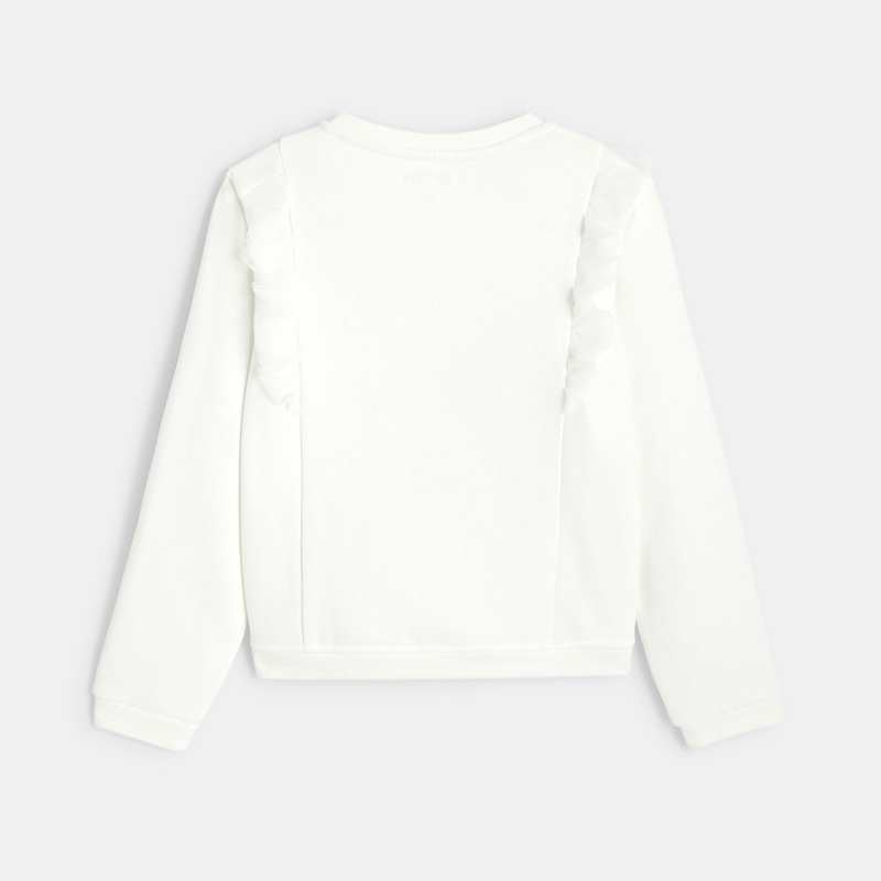 Sweat molleton volants en tulle blanc fille Lili Gaufrette