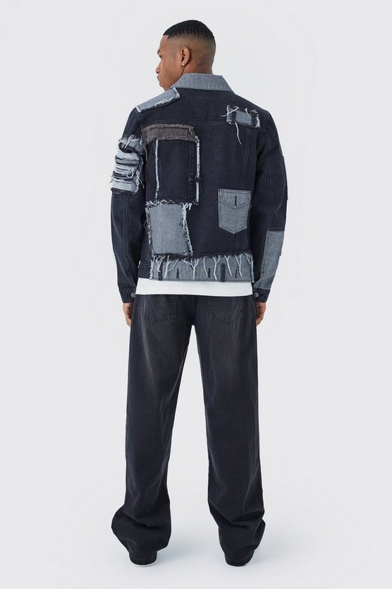 Wiederaufbereitete Patchwork-Jeansjacke