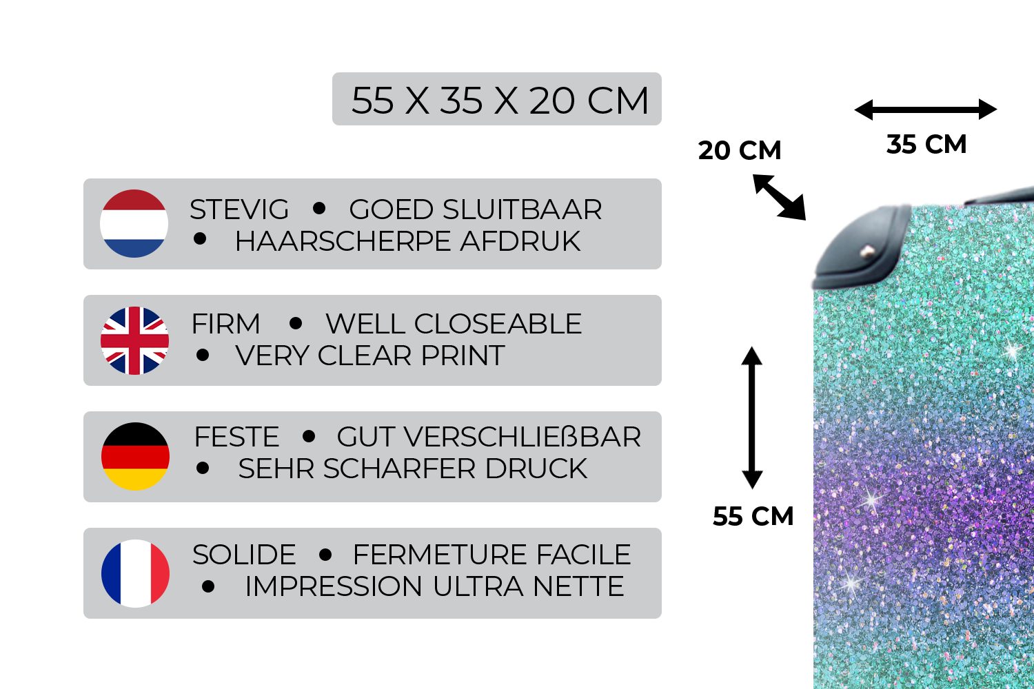 MuchoWow Handgepäckkoffer Ombre - Fische - Tierkreiszeichen - Muster, 4 Rollen, Reisetasche mit rollen, Handgepäck für Ferien, Trolley, Reisekoffer