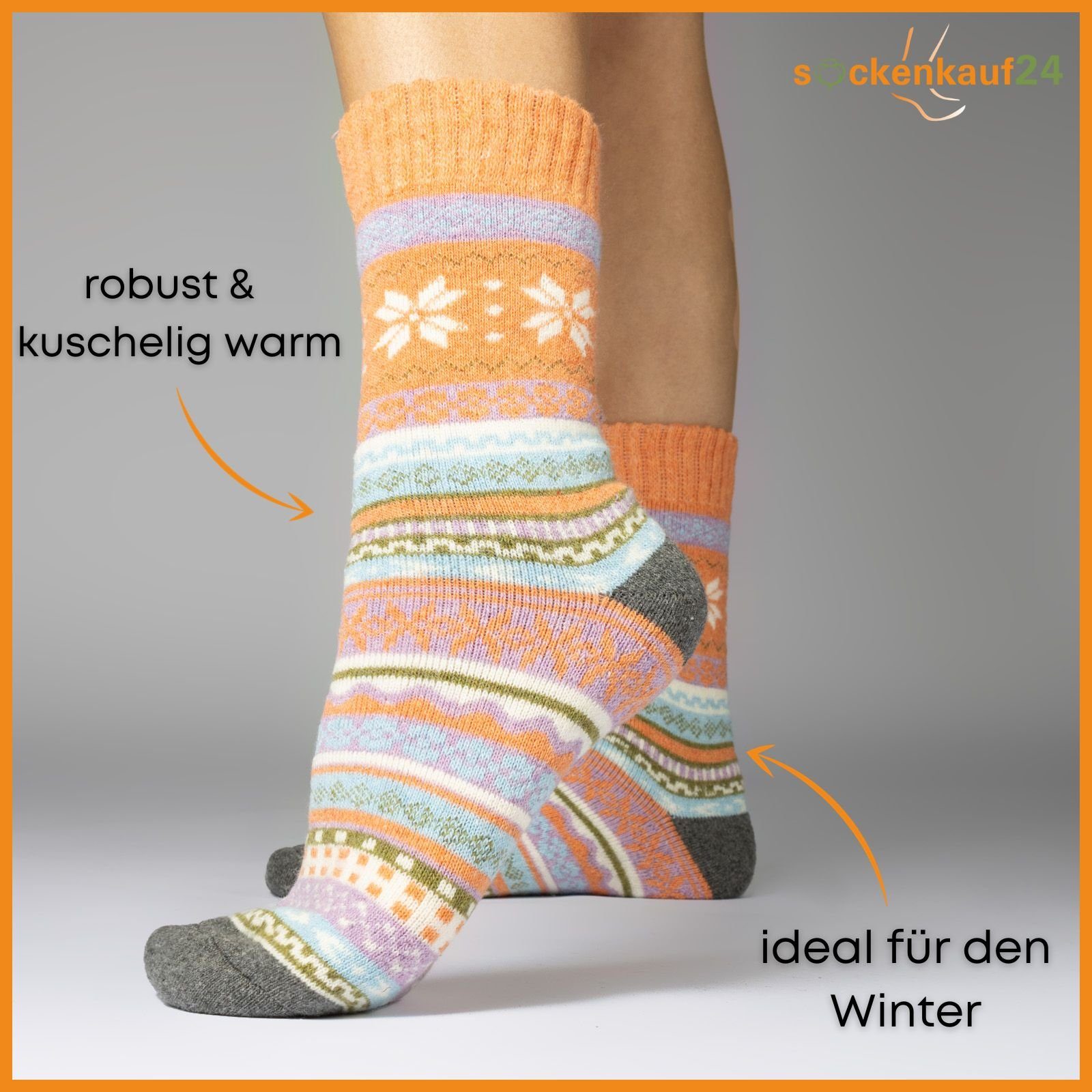 sockenkauf24 Thermosocken 5 Paar Damen & Herren dicke warme Wollsocken Innenfrottee Wintersocken WP