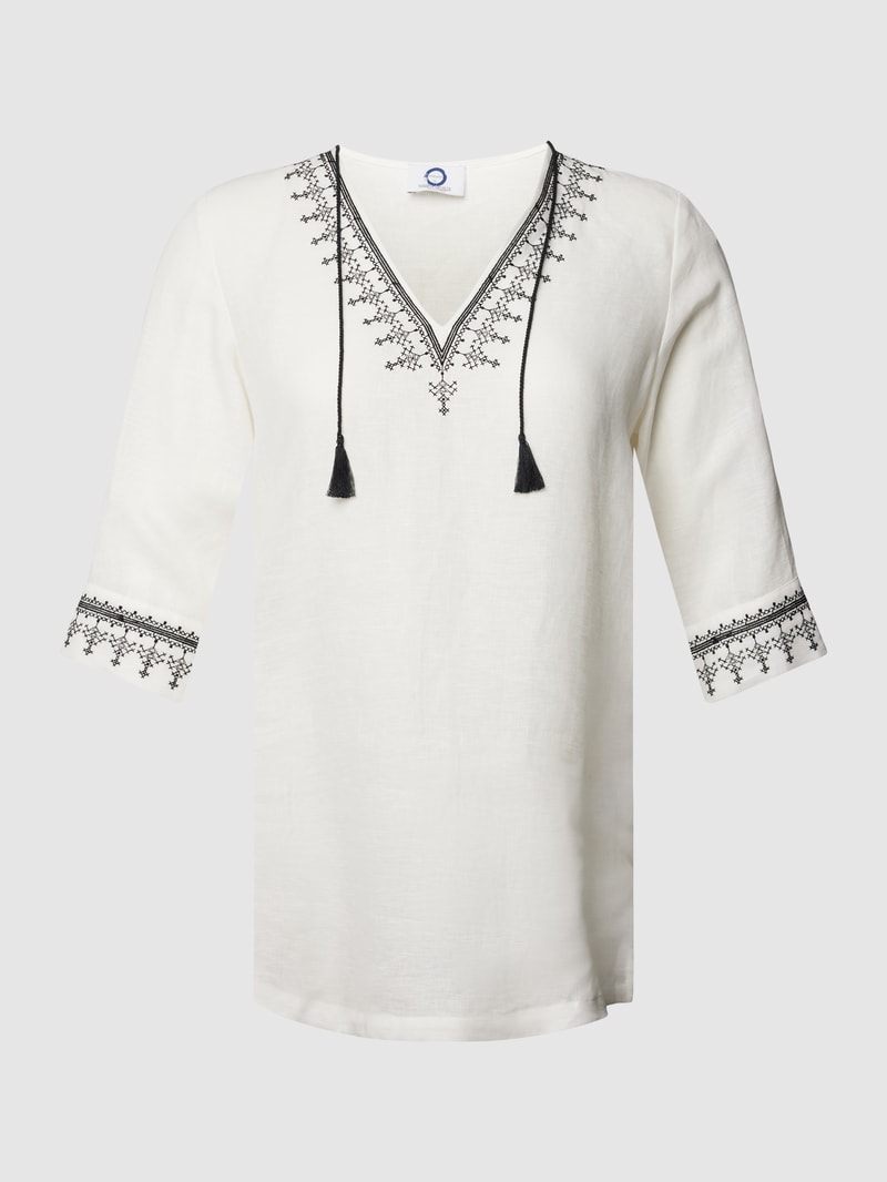 PLUS SIZE Tunika aus reinem Leinen V-Ausschnitt Modell 'FLAMINIA' in offwhite