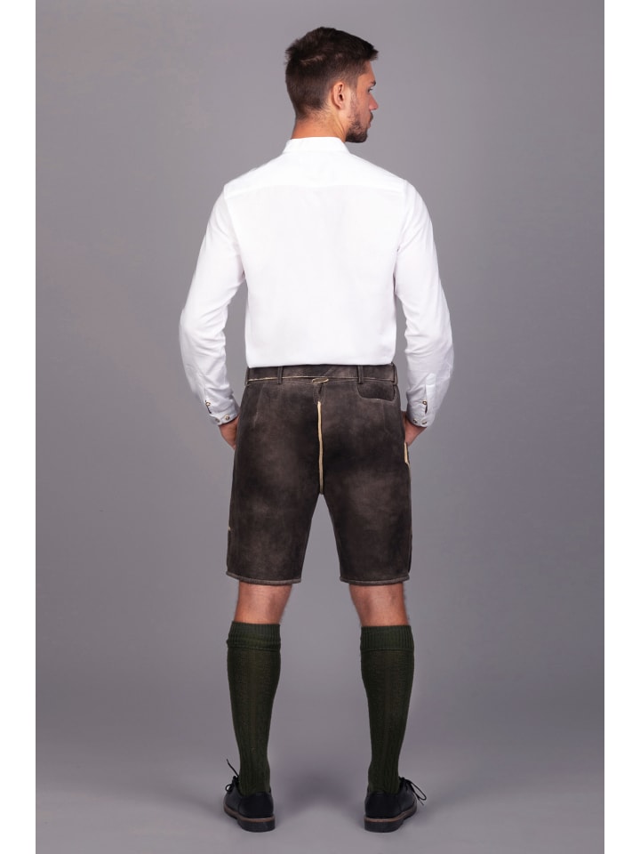 Edelnice Kurze Hirschlederhose Stefan sämisch in dunkelbraun günstig kaufen