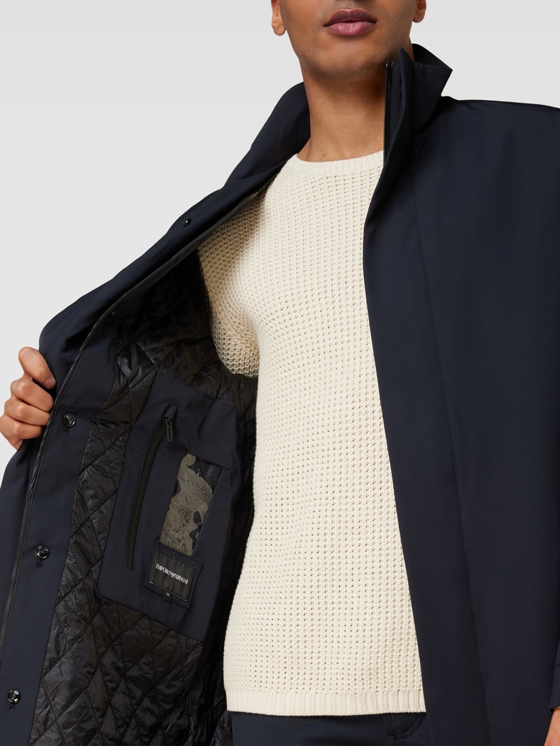 Mantel mit Stehkragen Modell 'Travel Standup Trench' in marineblau