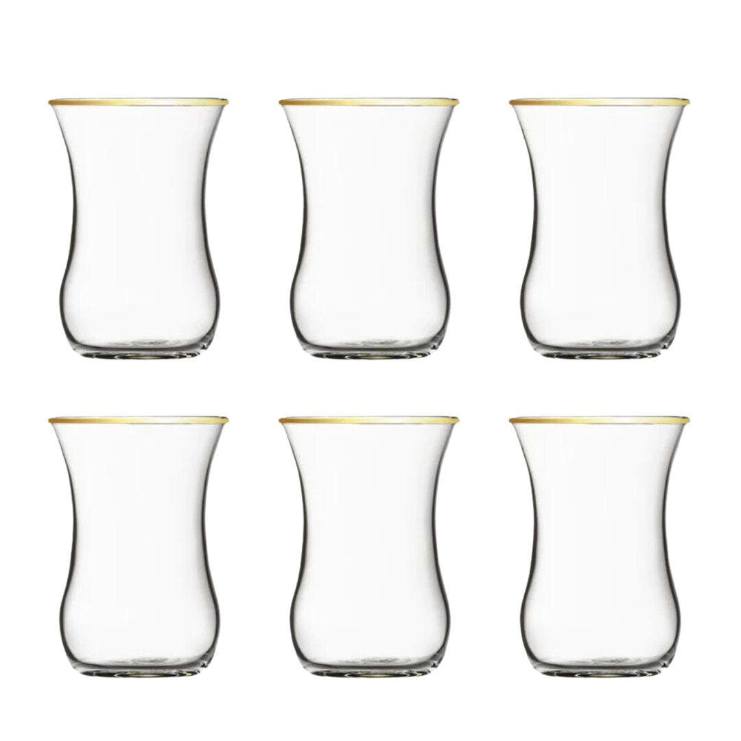 Pasabahce Teeglas Tempo Teegläser Golden Touch, Glas, für 6 Personen