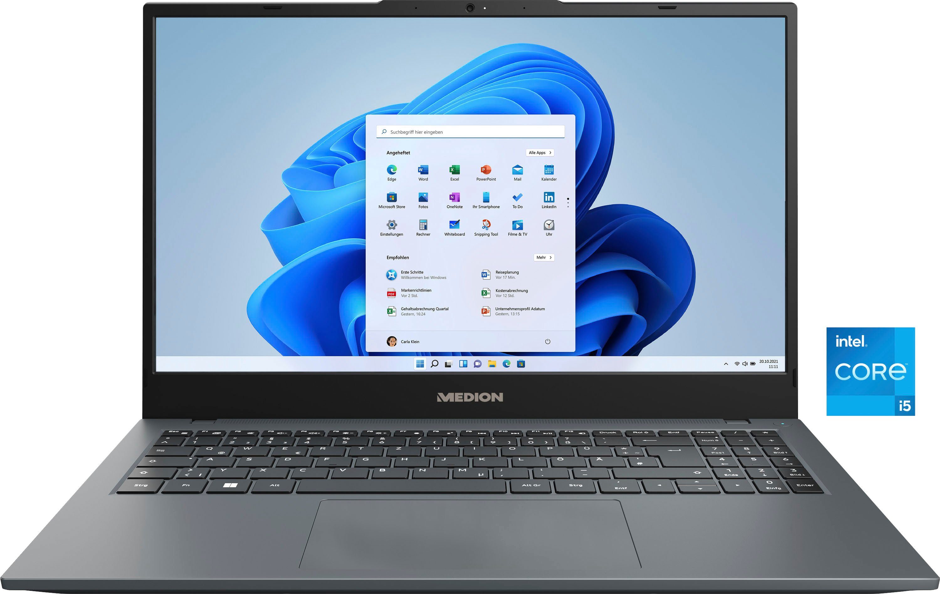 Medion® AKOYA® E15423 Notebook (39,6 cm/15,6 Zoll, Intel Core i5 1155G7, Iris Xe Graphics, 512 GB SSD)