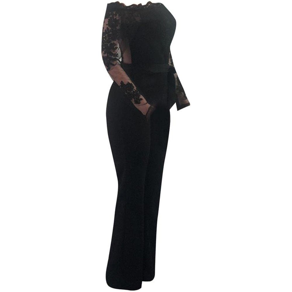 aikidio Overall Enganliegender Sport Jumpsuit für Damen Langarm, Gerippt, V-Ausschnitt Damen Festlich Langarm Einteiler Playsuit Romper FüR Hochzeit