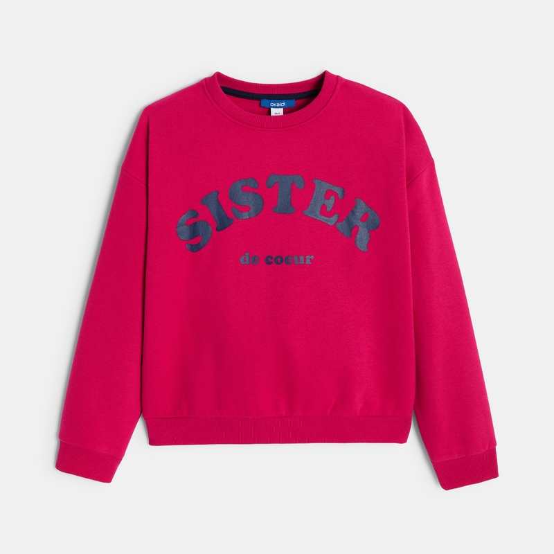 Sweat-shirt à message rose fille