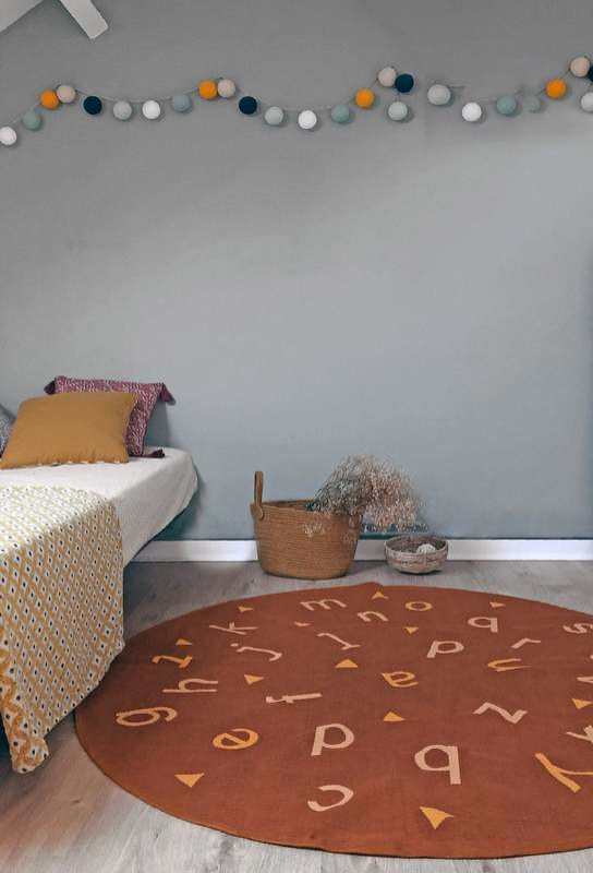 Tapis deco rond en coton ALPHABET 135cm