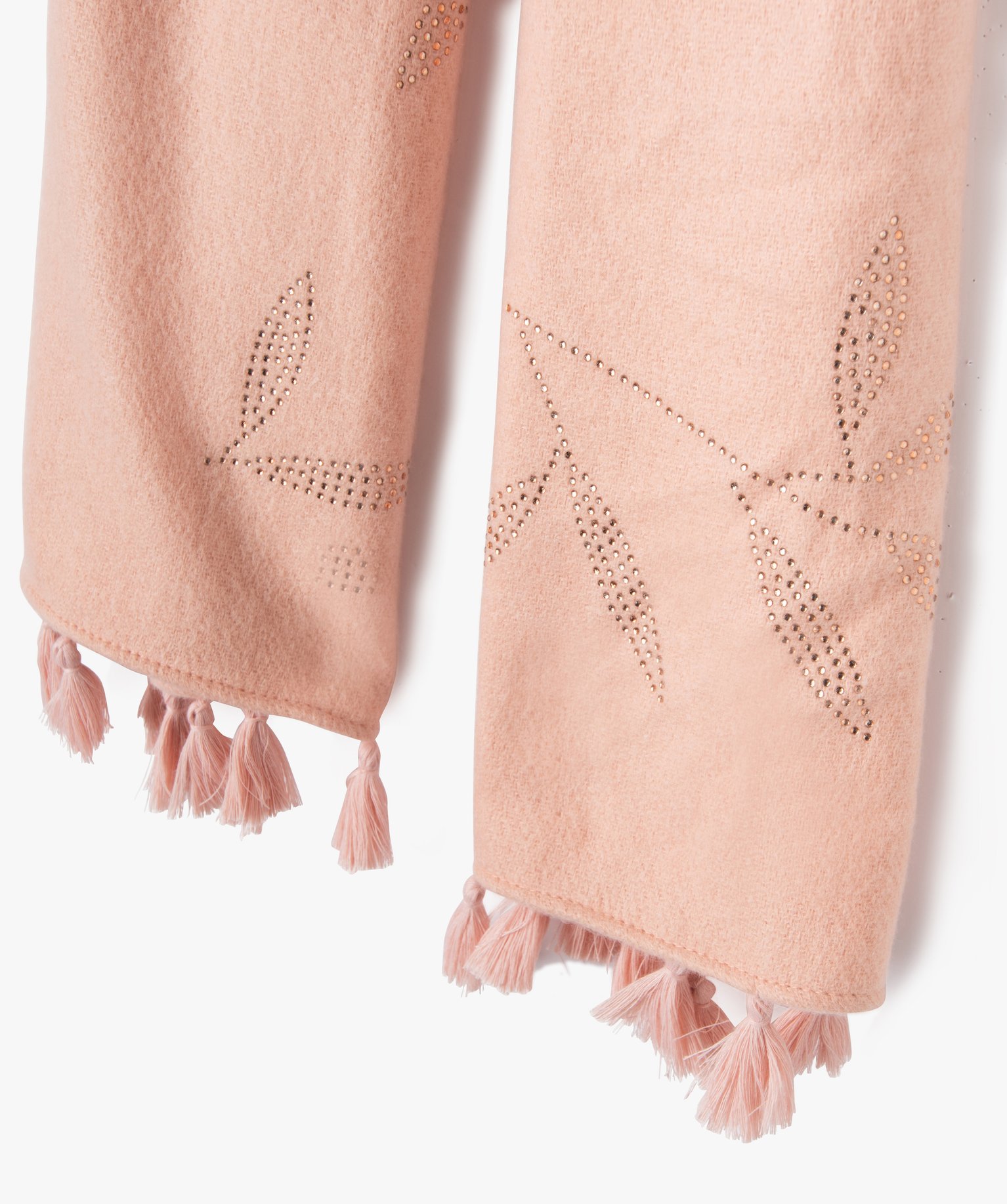 Echarpe femme avec motifs feuillage en strass rose | GEMO