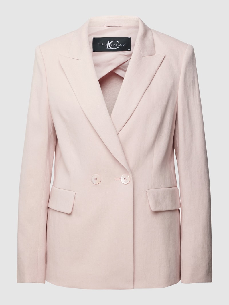 Blazer aus reinem Leinen mit Reverskragen in rosé