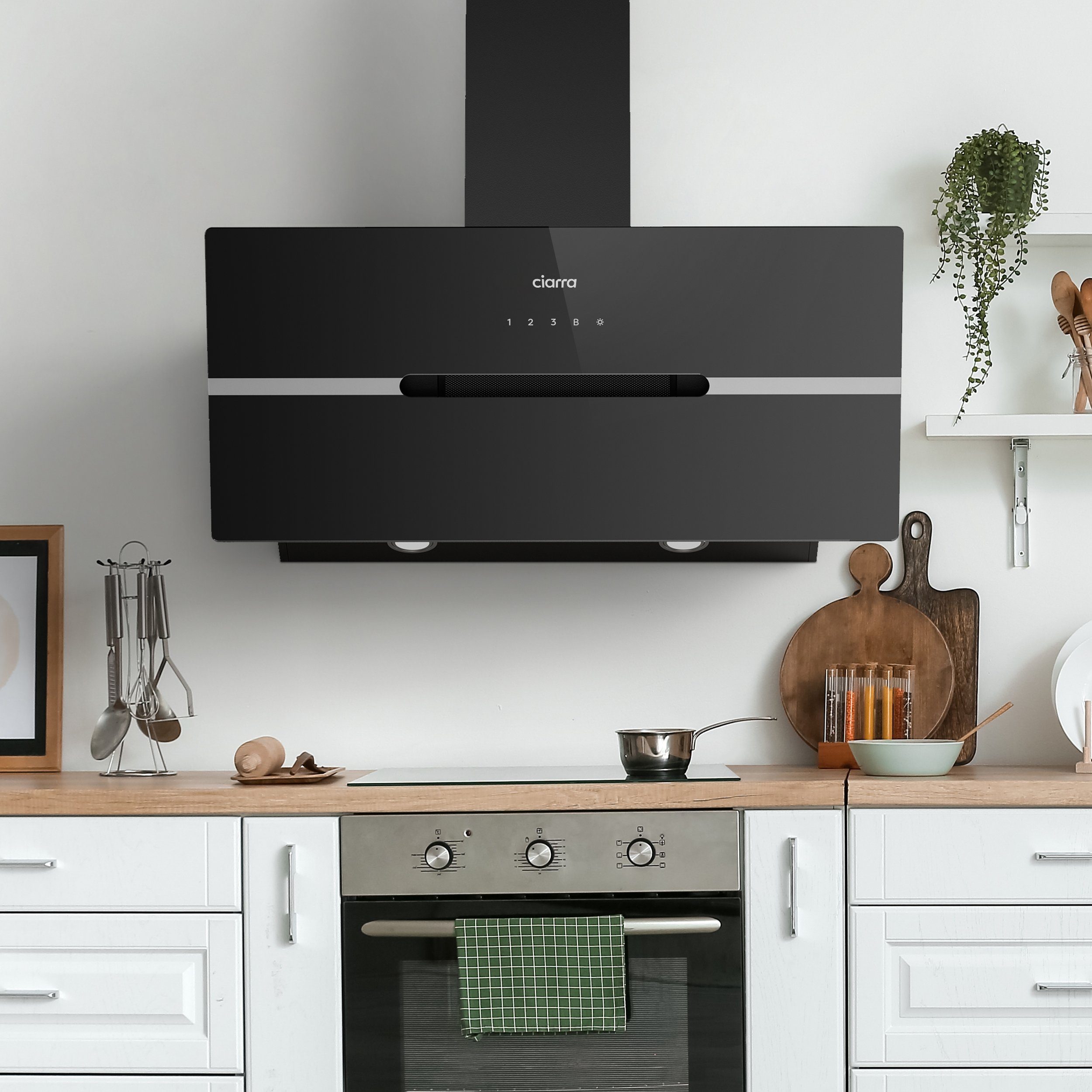 CIARRA Kopffreihaube VM9736FB, A+++ 650m³/h Dunstabzugshaube 90cm Inkl. BOOST WIFI-APP Touch Control