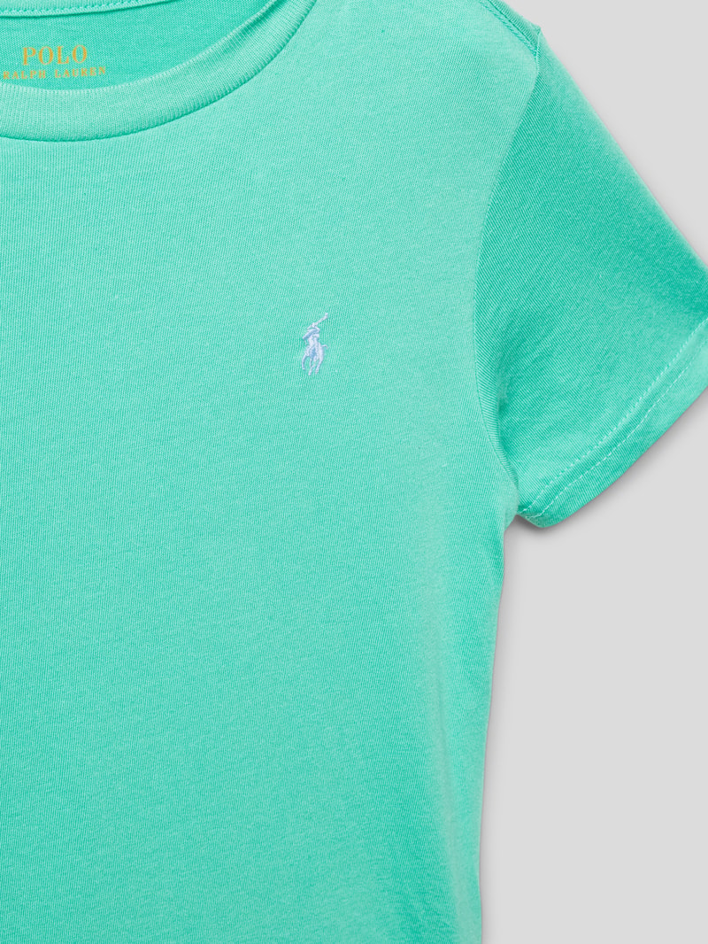 T-Shirt mit Label-Stitching in lagune