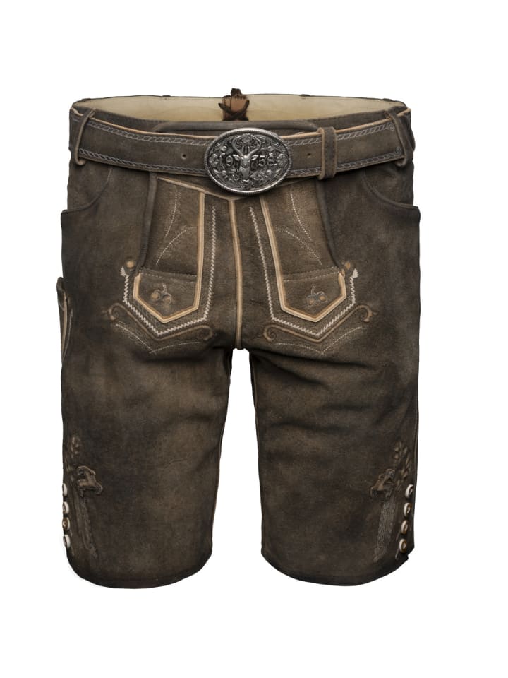 KRÜGER Lederhose Milo mit Gürtel in braun günstig kaufen
