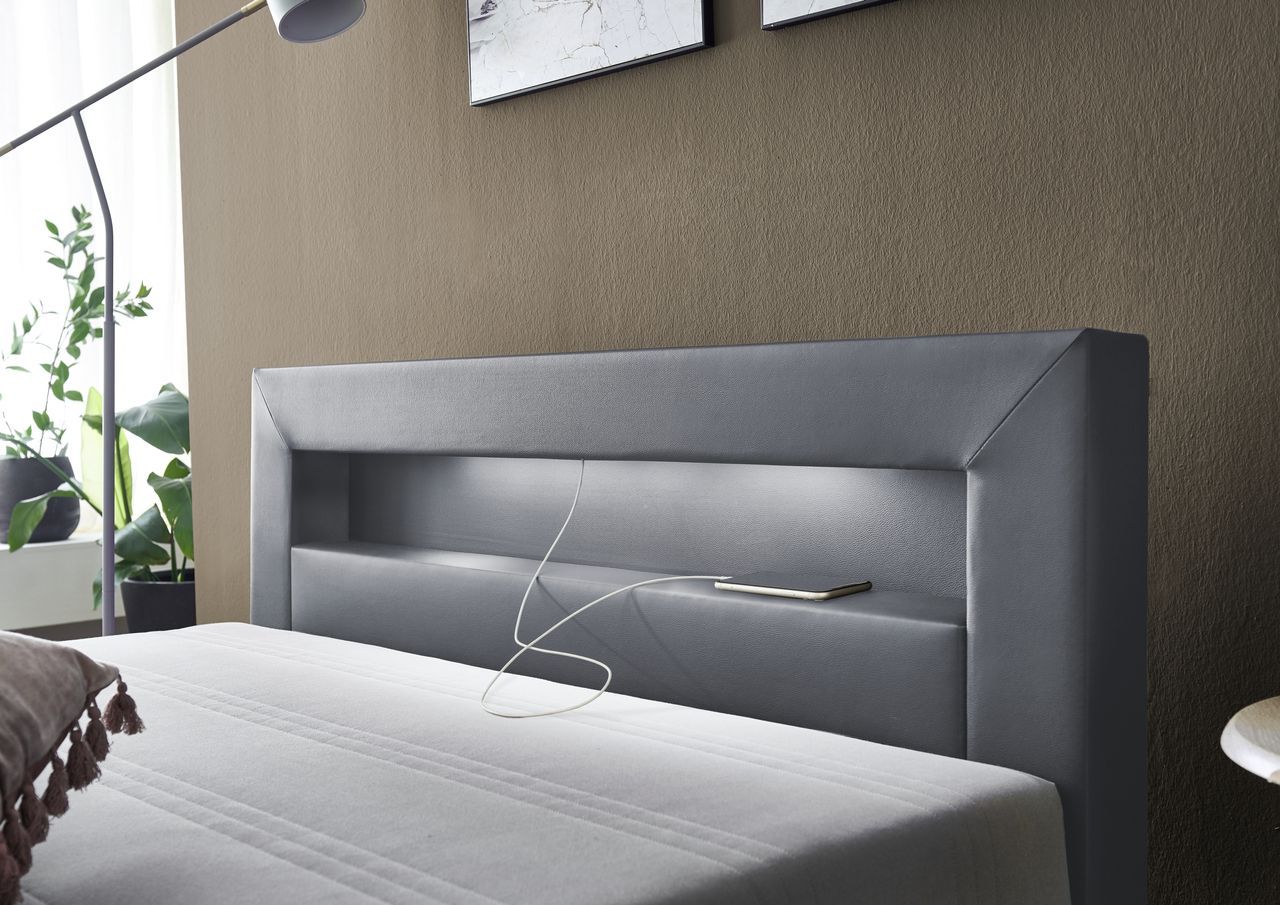 Relita Boxbett MINA mit LED grau 140x200