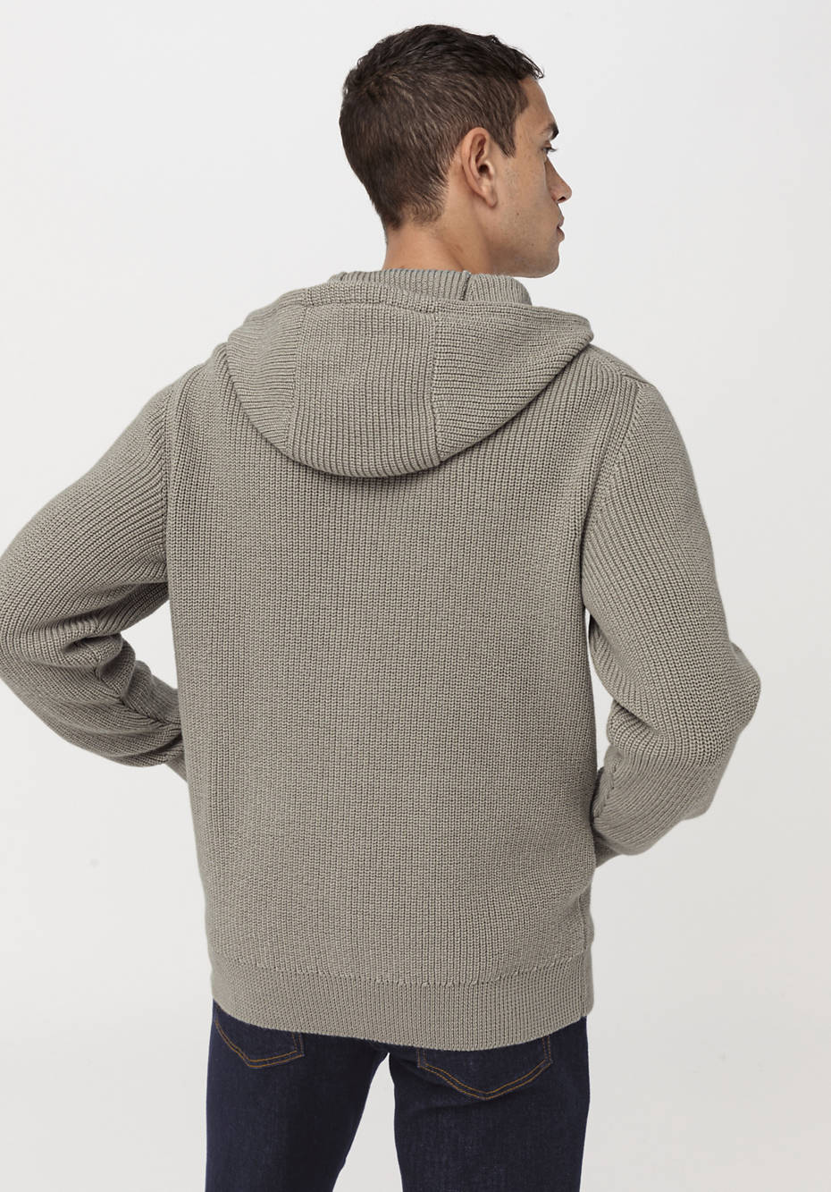Kapuzen-Strickjacke aus Bio-Baumwolle und Bio-Merino