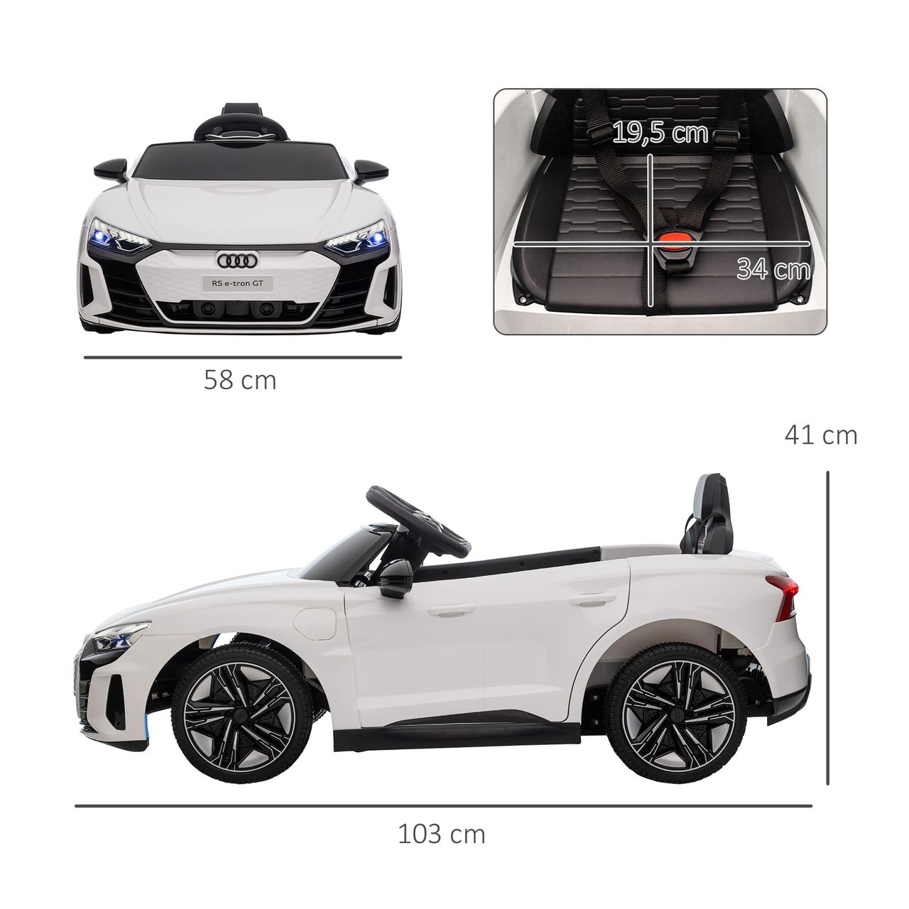 HOMCOM Kinder Elektroauto, Kinderfahrzeug mit Ferbedienung, Kinderauto, Weiß