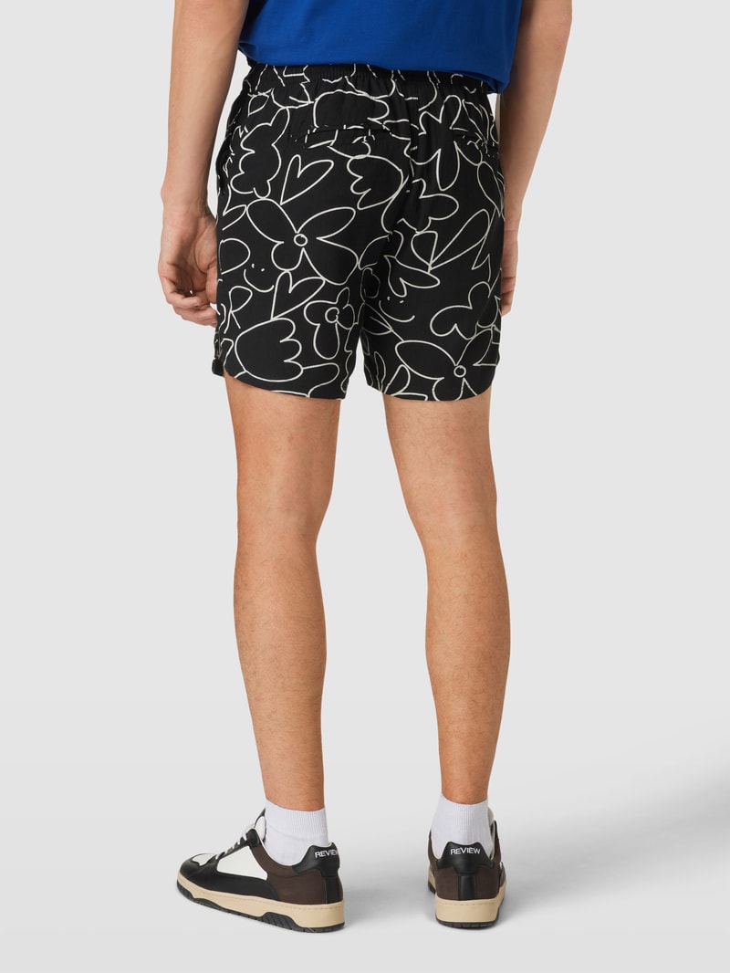 Shorts mit Allover-Muster Modell 'Howard' in schwarz